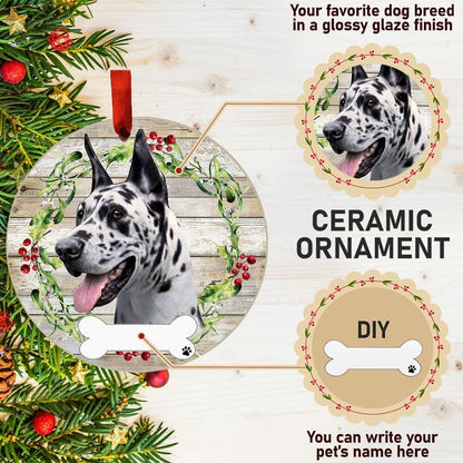 E&S Imports Harlequin Ceramic Dog Ornament Glazed Finish Christmas Decor