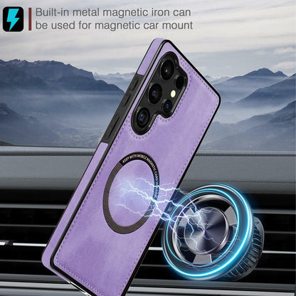 LOHASIC Samsung Galaxy S25 Ultra Case Magnetic Leather Wallet Purple