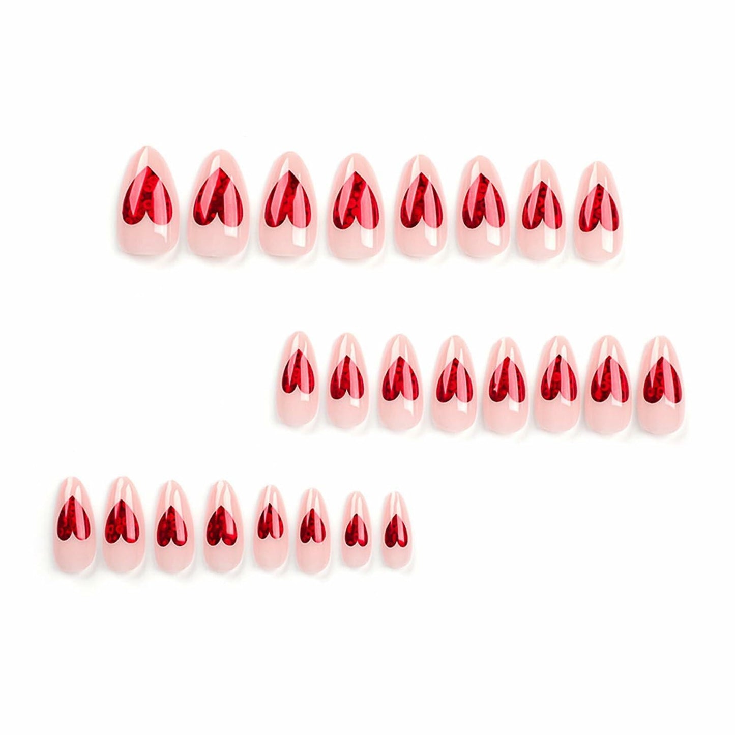 Doneace Valentine's Day Red French Tip Press-on Nails 24PCS Medium Almond