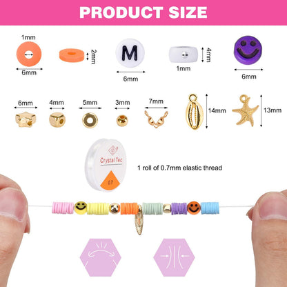 QUEFE 3800pcs Clay Beads Jewelry Making Kit 6mm 16 Colors Letter Beads