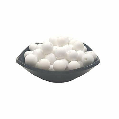 Alenybeby Silicone Pearl Beads 15mm 100pcs Round White Loose Beads