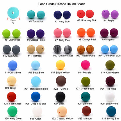 Alenybeby Silicone Pearl Beads 15mm 100pcs Round White Loose Beads