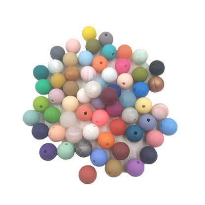 Alenybeby Silicone Pearl Beads 15mm 100pcs Round White Loose Beads