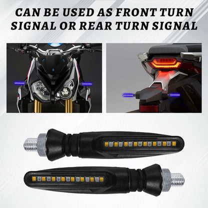 Lecctso 2PCS LED Motorcycle Running Brake Lights 12V Flowing Signal Blue