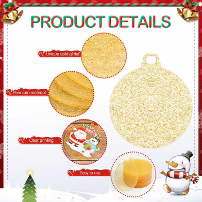 Capoda 24 Pack Clear Acrylic Christmas Ornaments with Red Ribbon Gold