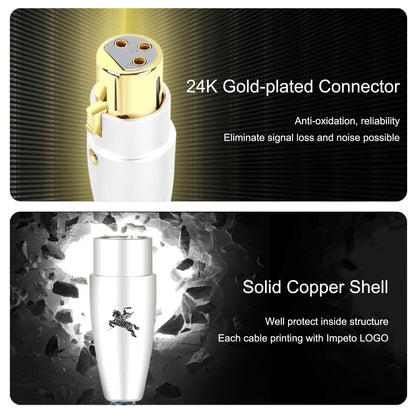 Impeto Balanced XLR Microphone Cable Male to Female 3.3ft 1 Pair Gold Plated