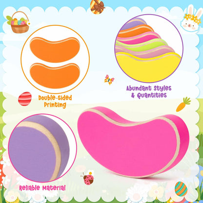 WATINC 6PCS Easter Jelly Beans Tiered Tray Decor Colorful Wooden Sign