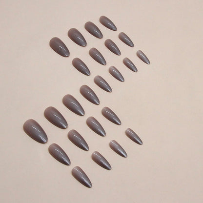 24 Pcs Almond Medium White Acrylic Press On Nails Glitter Full Cover