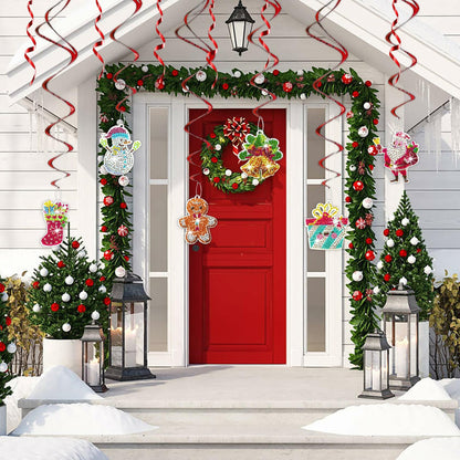 Diamond Art Hanging Swirl Decorations Xmas Gingerbread Snowman 6Pcs