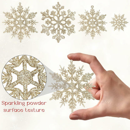 [Like New] Langley 36pcs Rose Gold Glitter Snowflake Ornaments for Christmas Tree