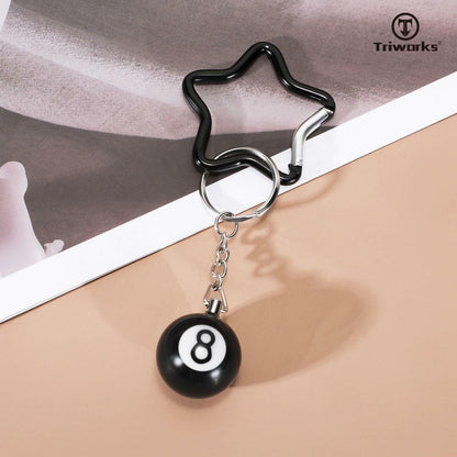 TRIWORKS Keychain Star Heart Pink Butterfly 8 Ball Dice Strawberry Charm