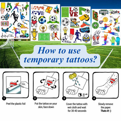 Soccer Temporary Tattoos Sport Theme Birthday Party Favors Decorations 96 PCS