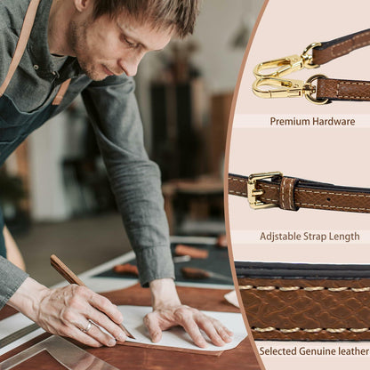 XKE-X Adjustable Leather Crossbody Handbag Strap Brown Gold