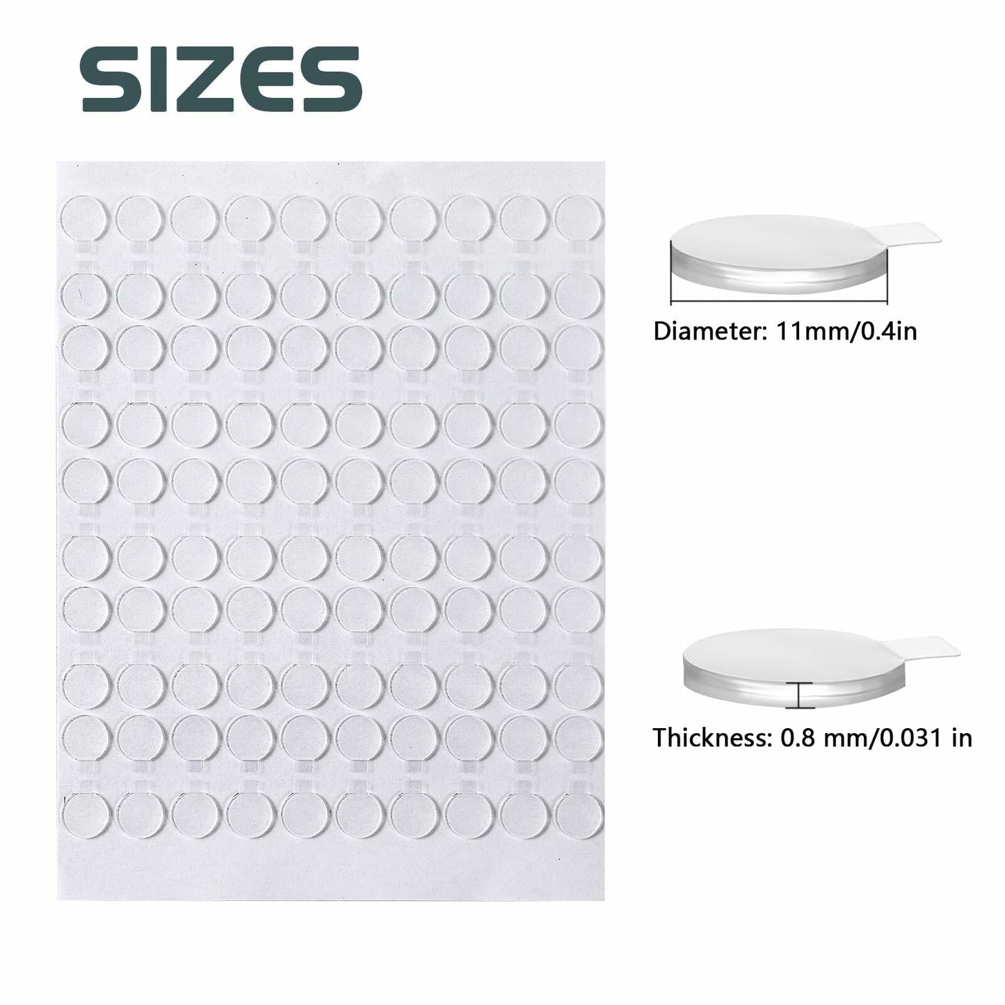 Adhesive Stick Dots Two-Sided Mounting Putty 0.4"x0.4" 600pcs Clear