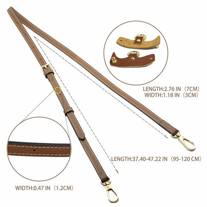 XKE-X Adjustable Leather Crossbody Handbag Strap Brown Gold