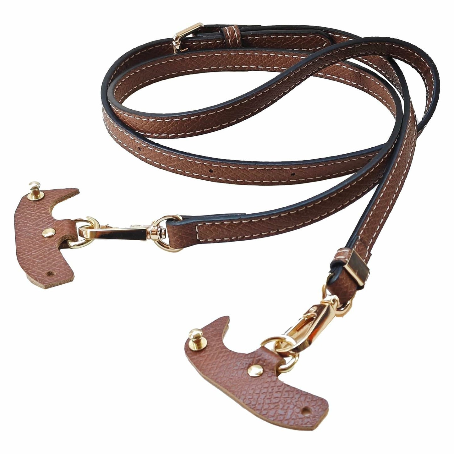 XKE-X Adjustable Leather Crossbody Handbag Strap Brown Gold