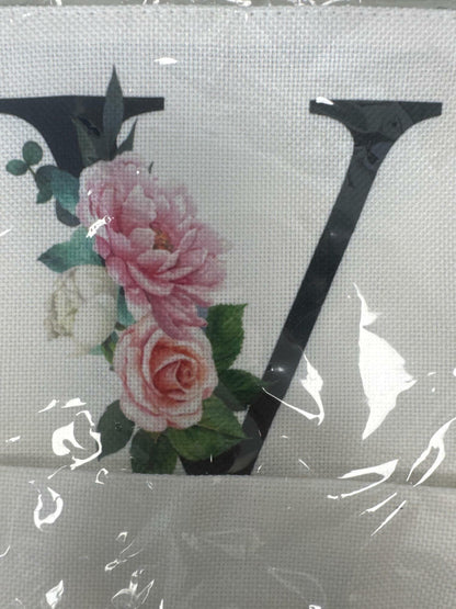 Flower Letter V Makeup Bag Alphabet Initial Cosmetic Birthday Gift Women