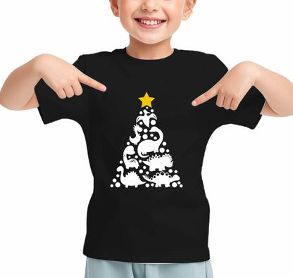 Toddler Kids Reindeer Christmas Short Sleeve Tee Shirt Size M Black