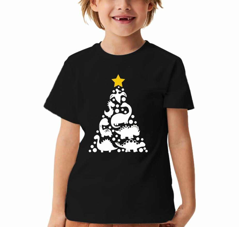 Toddler Kids Reindeer Christmas Short Sleeve Tee Shirt Size M Black
