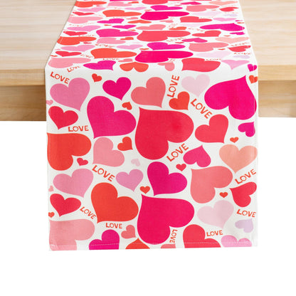 Joyfol Day Valentines Table Runner Red Love Heart 13x48 Inches