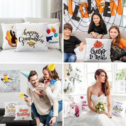 OLSUNOR 16 Pack 17.7"x17.7" White Sublimation Pillow Covers for DIY & Crafts