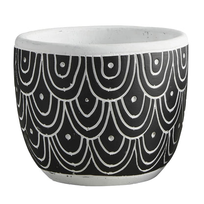 47th & Main Cement Planter Pot Black Sea Spray 4.9" Tall Modern Decor