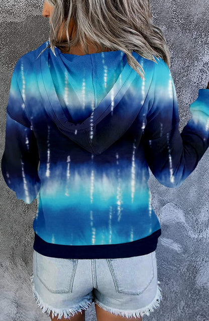 VIEACTIVEWEAR Blue Tie Dye Hoodie Lightweight Long Sleeve Pullover Size 3XL