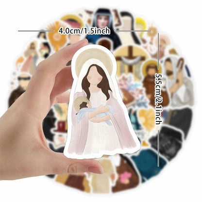 TaDadaPAO Cloisterer Christian Cross Stickers Waterproof Vinyl 50 Pcs