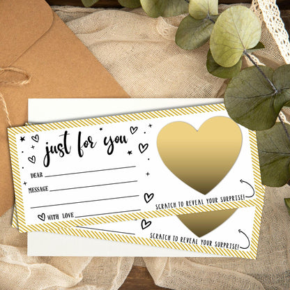 Just For You Surprise Scratch Cards 3x8in Gold 2 Set Personalized Gift
