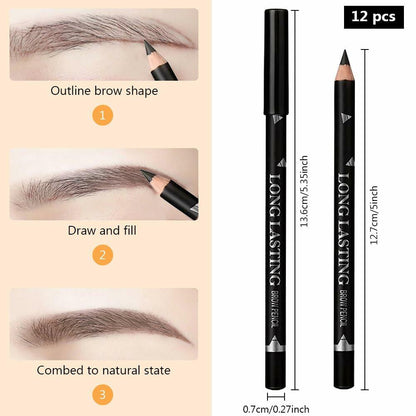 BestBy07/27 Magic Microblade Eyebrow Pen 4-Tip Waterproof Brown 2Pcs