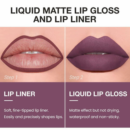 BestBy08/27 evpct Lip Liner Pencil & Lip Gloss Set Plum Purple 06#