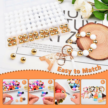 96PCS Silicone Beads Kit 15mm Round Rubber Beads 2 Colors DIY Crafts