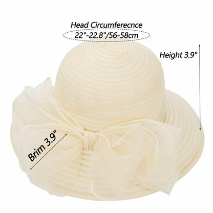 Kentucky Women Organza Derby Hat Wide Brim Summer Sun Cap Black