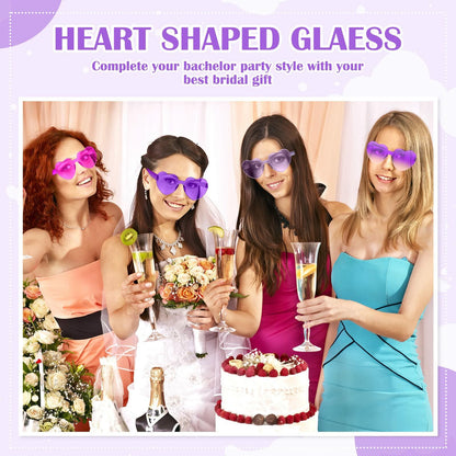 TOODOO 4 Pack Heart Shaped Rimless Sunglasses Candy Color Purple Series