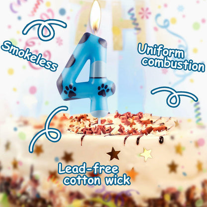 Zi Lan Number 5 Blue Dog Paw Birthday Candle Paw Print Cake Decor