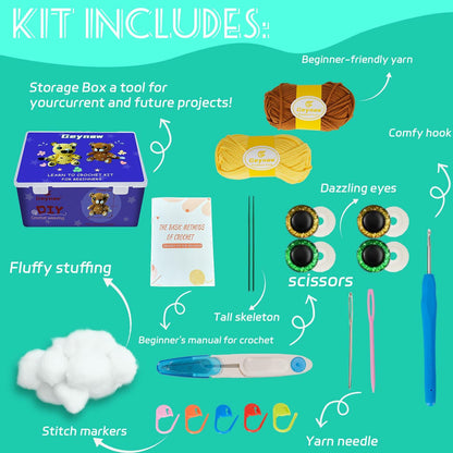 Geynaw Crochet Kit for Beginners Amigurumi Stuffed Animals Tiger