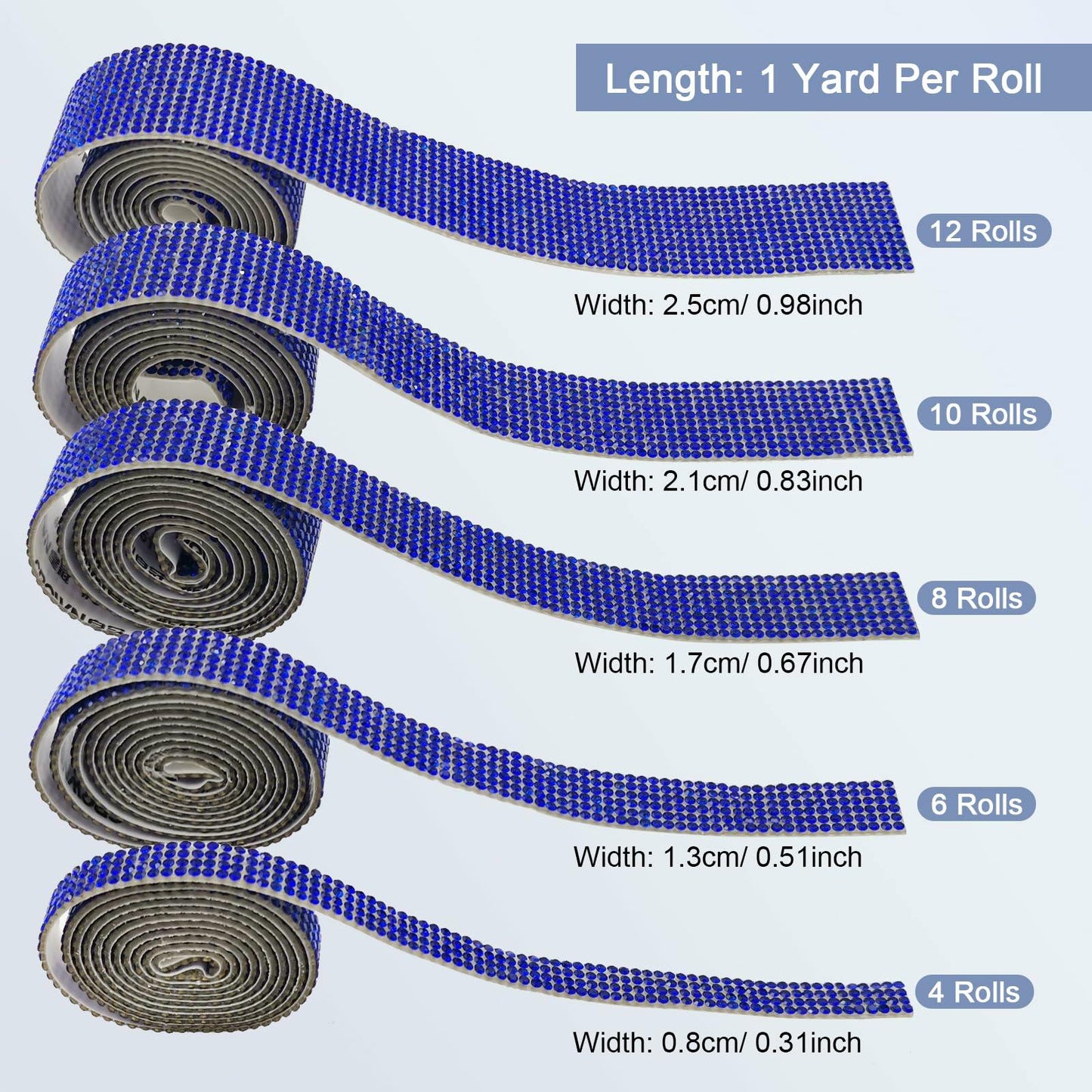 8 Rolls Rhinestone Ribbons Self Adhesive Diamond Bling 8 Yards DIY Crafts