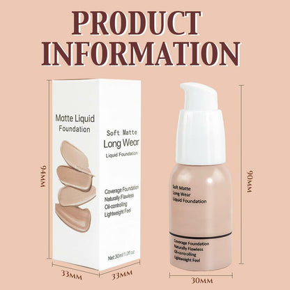 Matte Liquid Full Coverage Foundation Makeup 06 Toffee 1 Pack