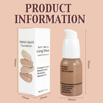 Matte Liquid Full Coverage Foundation 05#Tan 2 Pack Soft Matte 24HR Oil Control