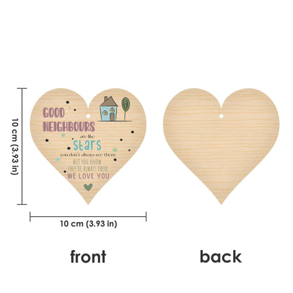 Wooden Antique Hanging Heart Plaque Sign Good Neighbors Quote