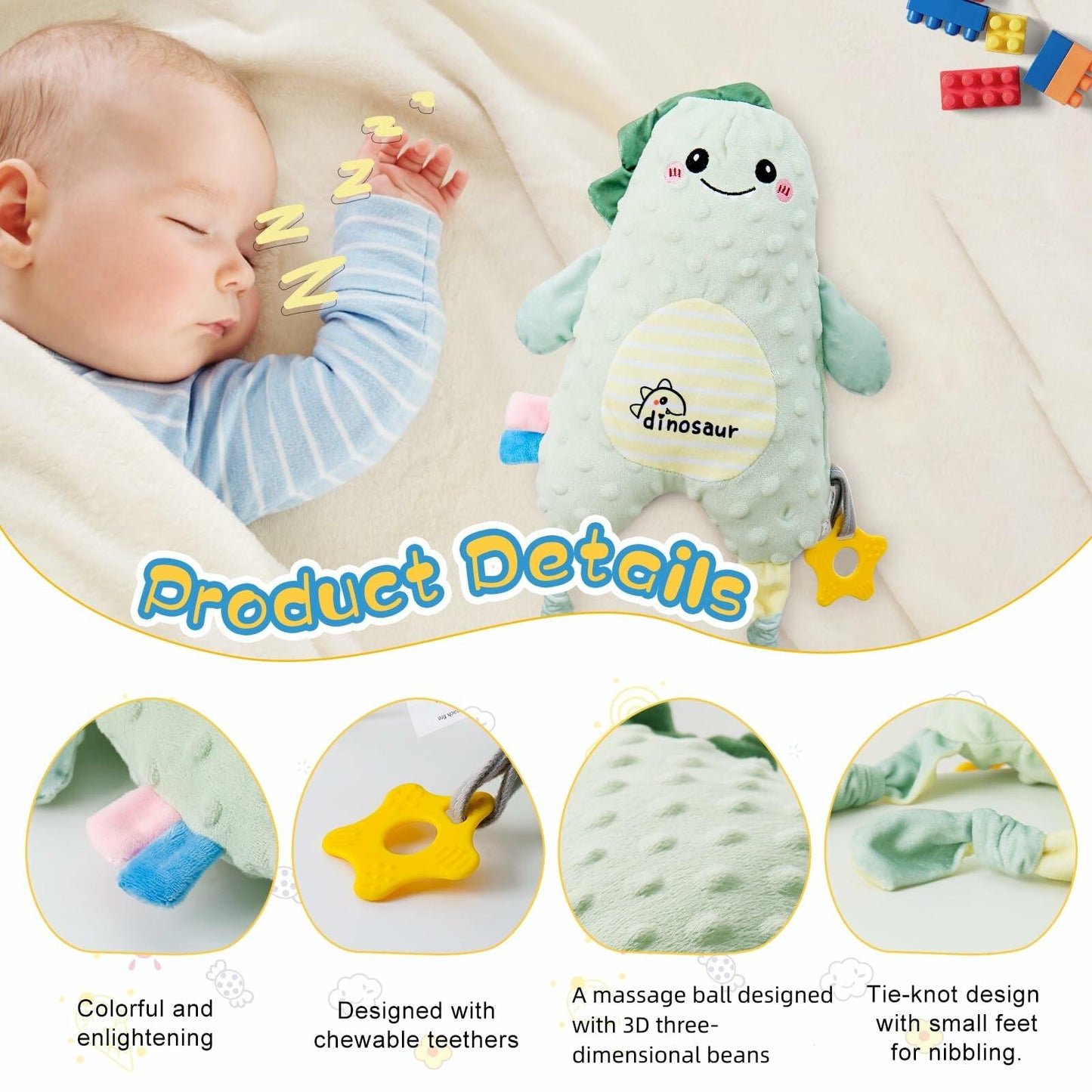KELCIO Lion Plush Soother Toy for Babies Yellow  14.6 Inch (OPEN BOX)