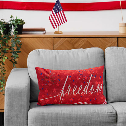 Freedom Patriotic 4th of July USA Pillow Cover 20x12 Inch