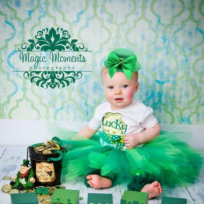 St. Patrick’s Day Leprechaun Top Hat Hair Bow Clips Green Clover Shamrock
