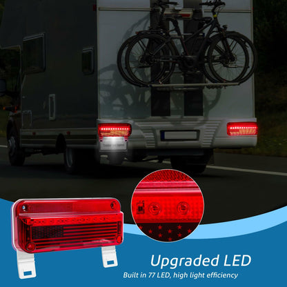 EXERAUO 77 LED RV Tail Lights Brake Stop Turn Waterproof Red HDD-020