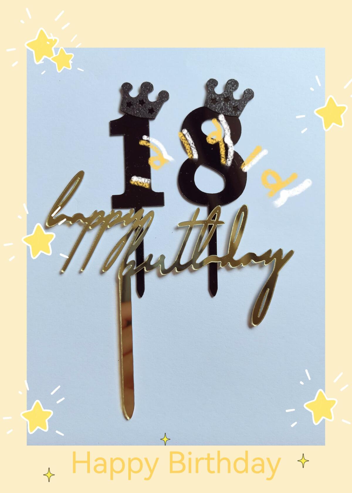 Large Number 6 Cake Topper Black Crown Birthday Anniversary Party Decor