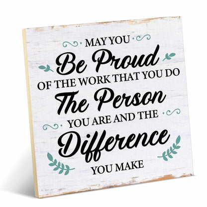 Coworker Retirement Wood Sign Desk Decor 6.3x6.3 Inch Home Office Gift