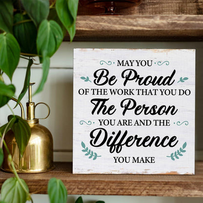 Coworker Retirement Wood Sign Desk Decor 6.3x6.3 Inch Home Office Gift