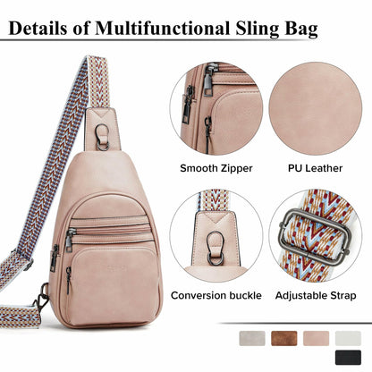 Mroede Sling Crossbody Bag Women Casual Travel Beige 7.3x4.3x11.5 Size