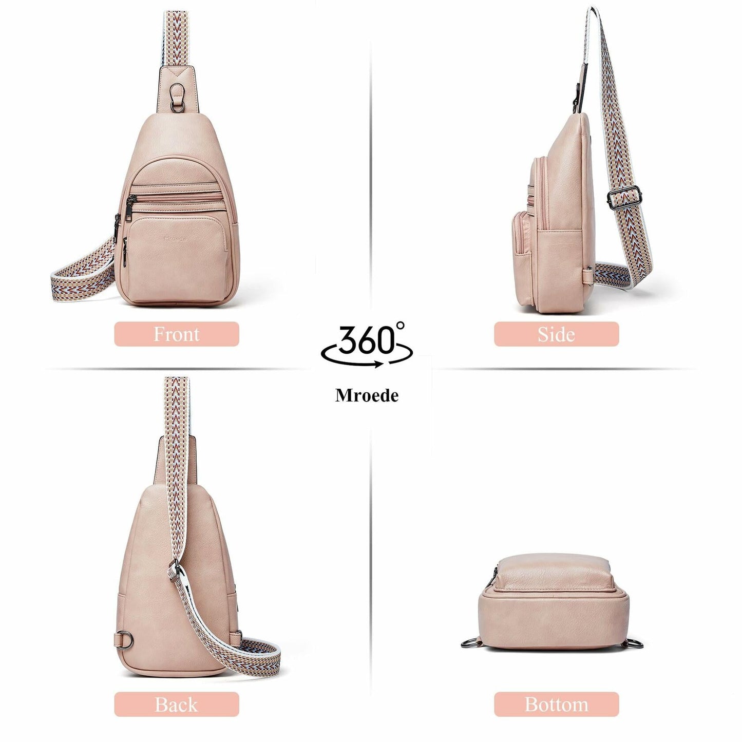 Mroede Sling Crossbody Bag Women Casual Travel Beige 7.3x4.3x11.5 Size