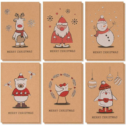 BEST PAPER GREETINGS Christmas Cards 36 Pack 4x6 Kraft Paper Red White Envelopes